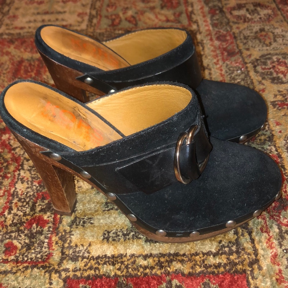 Michael Kors suede studded mules clog